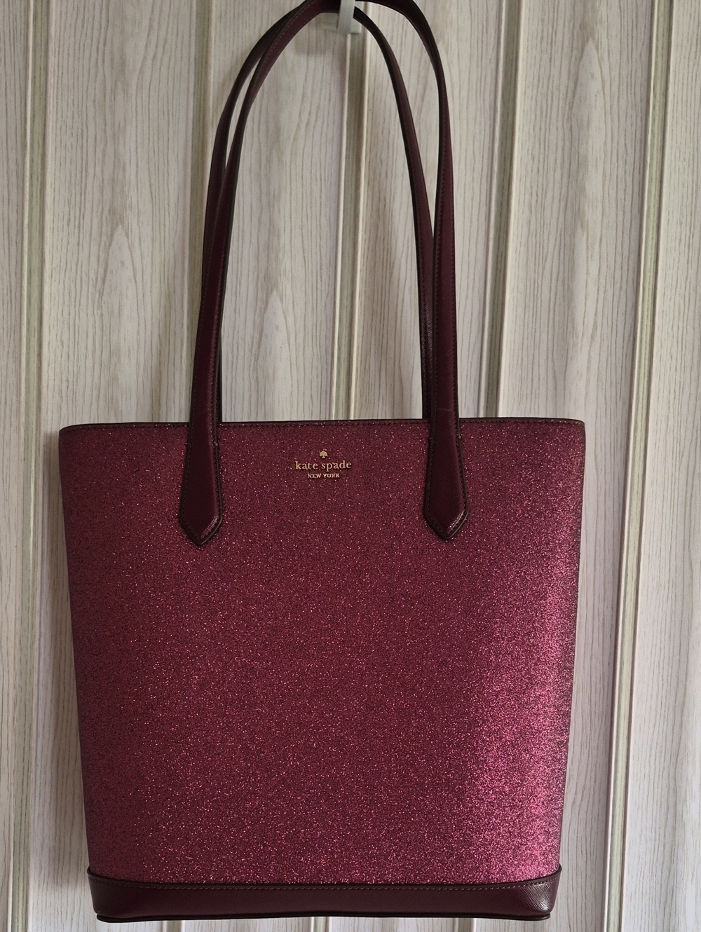 kate spade Glitter Tote in Wine Berry